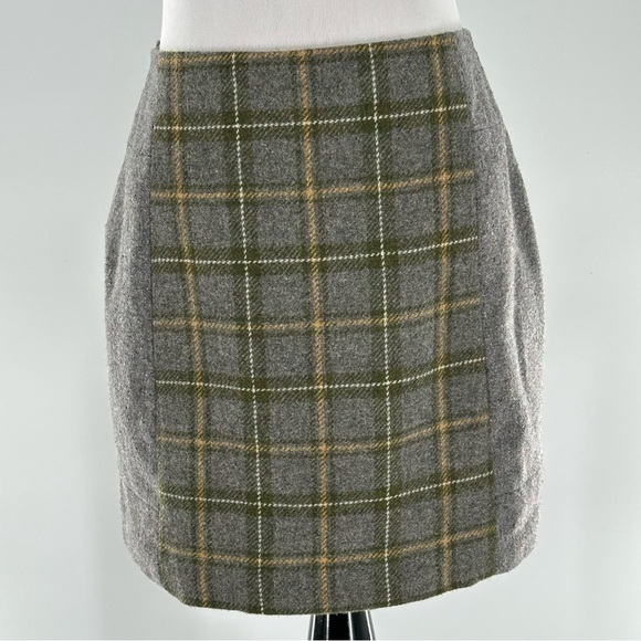 Banana Republic skirt size 2 green gray 49% wool checkered Academia pencil - Picture 4 of 9